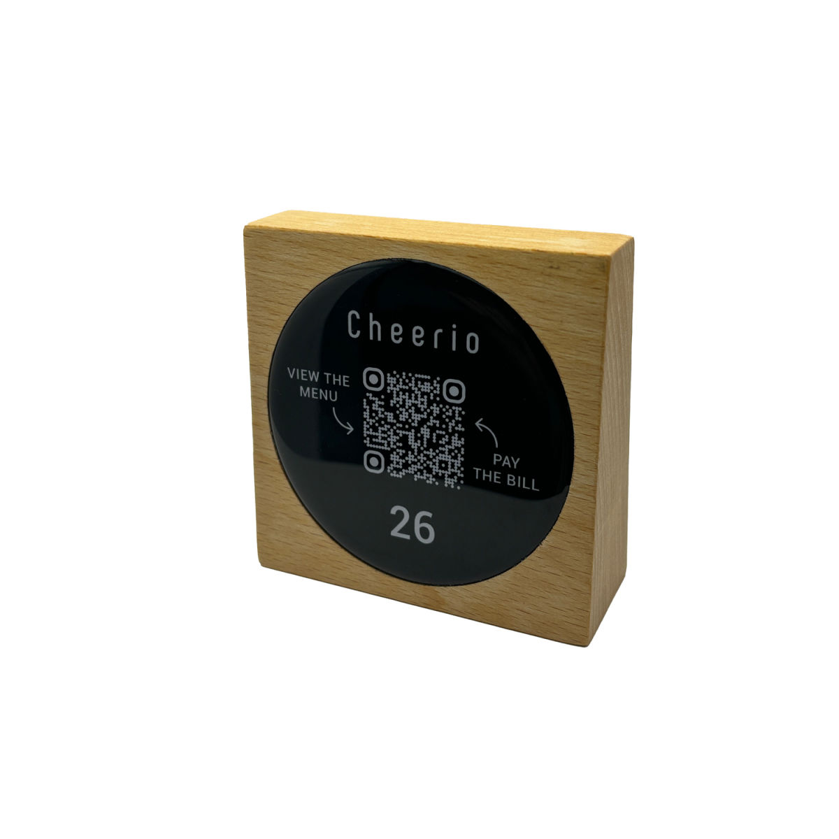 PRODUCTMATE Tischaufsteller stehend mit QR-Code Aufkleber glänzend 11x11 cm (BxH); buche/braun; 25 Stück / Pack