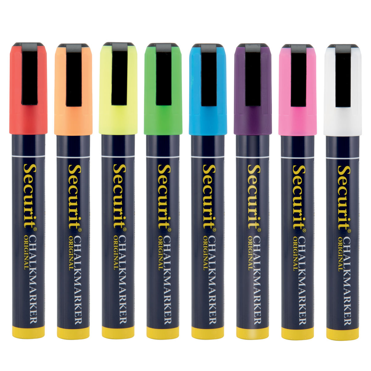 Set da 8 pennarelli a gesso liquido, punta a obliqua da 2-6 mm Securit; 2 cm (L), lunghezza carattere 20 mm; multicolore