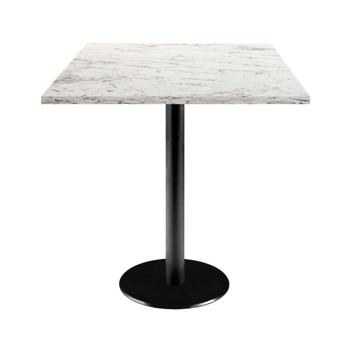 RestooTab Tisch Rome quadratisch - Dekor Stein 70x70x75 cm (LxBxH); Platte weiß/steingrau/marmoriert, Gestell schwarz; quadratisch