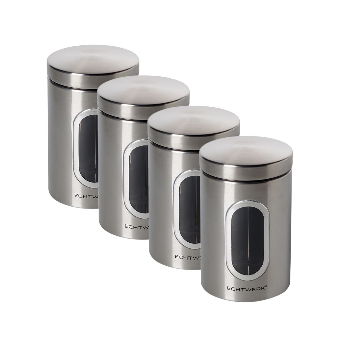 ECHTWERK Vorratsdosen 1.4 l, 18x11x18 cm (LxBxH); silber; zylinderförmig; 4 Stück / Pack