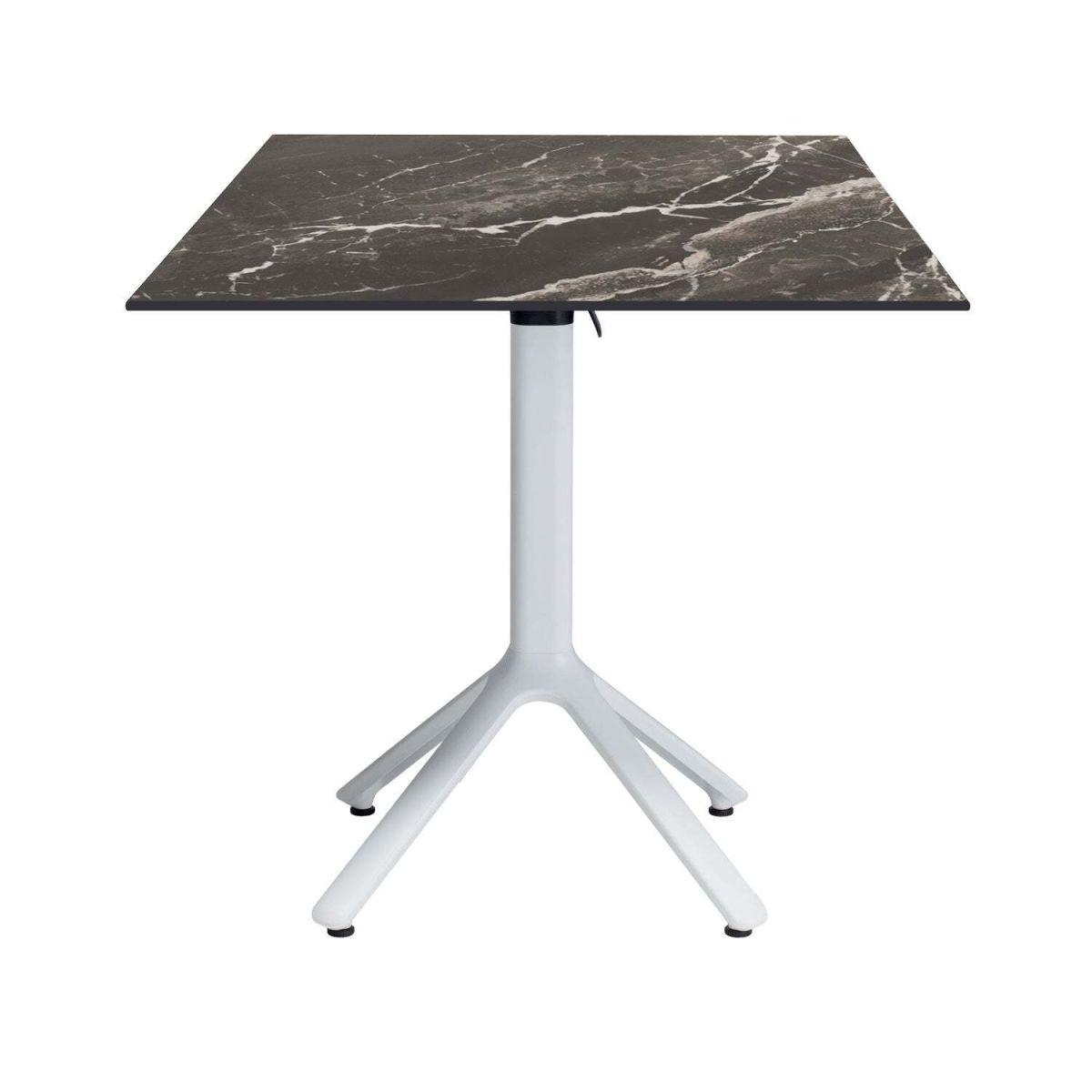 Tavolo pieghevole Nemo bianco da esterno 70x70 RestooTab; 70x70x74 cm (LxLxH); Piano tavolo nero/marrone/marmorizzato, struttura bianco; quadrata