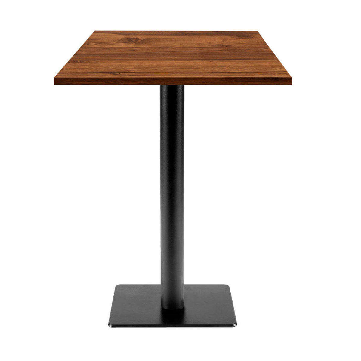 RestooTab Stehtisch Milan T quadratisch - Dekor Holz 60x60x113 cm (LxBxH); Platte eiche wenge, Gestell schwarz; quadratisch
