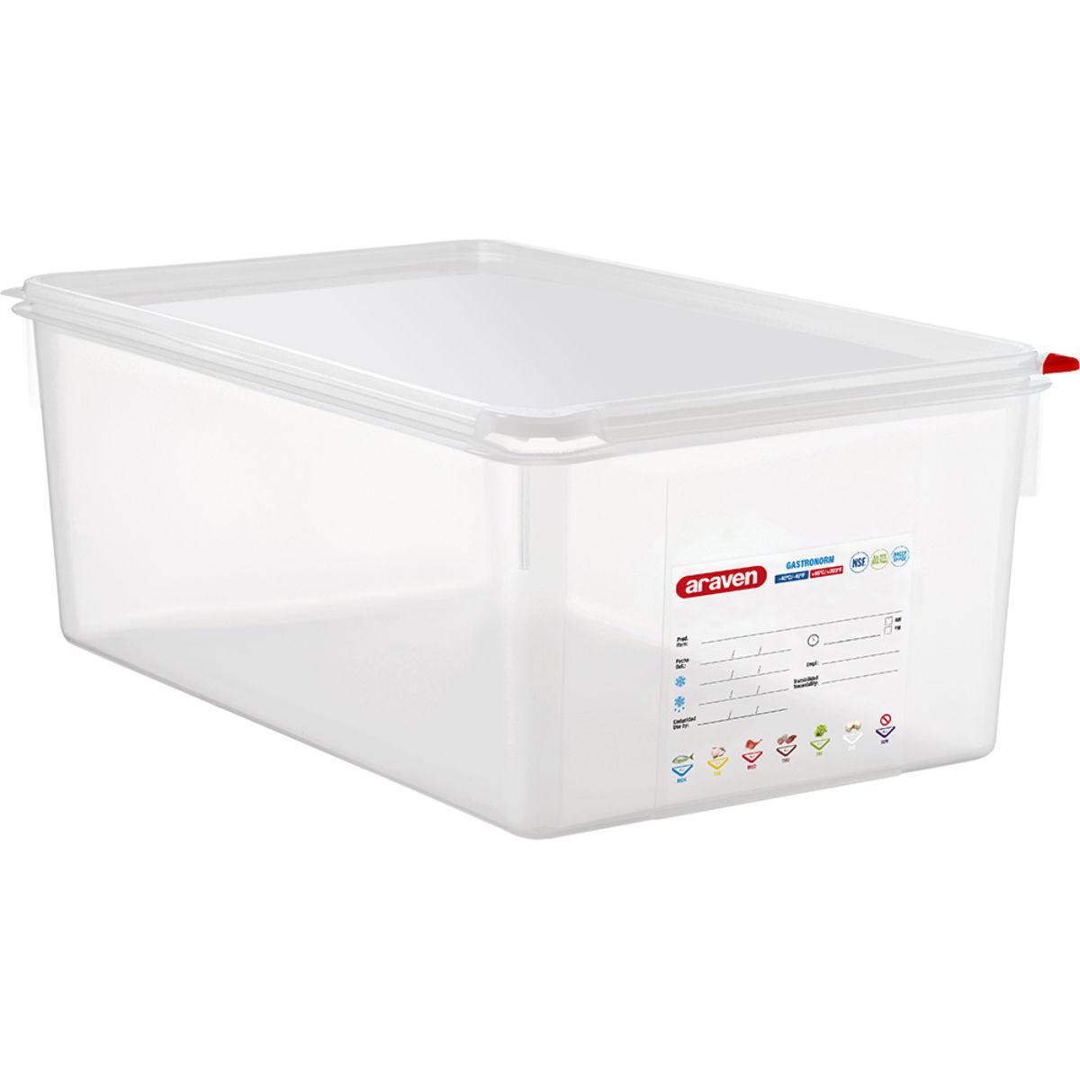 Araven Gastronormbehälter mit Deckel, Polypropylen GN 1/1, 28 l, 53x32.5x20 cm (LxBxT); transparent