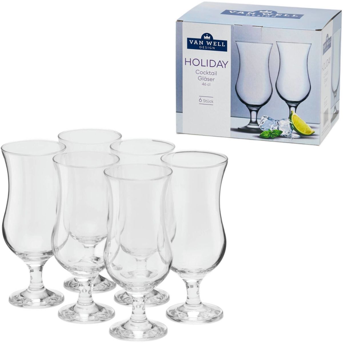 van Well Cocktail-Glas Holiday, 46 cl, van Well 460 ml, 8x8x19.5 cm (ØxØxH); transparent; 6 Stück / Pack