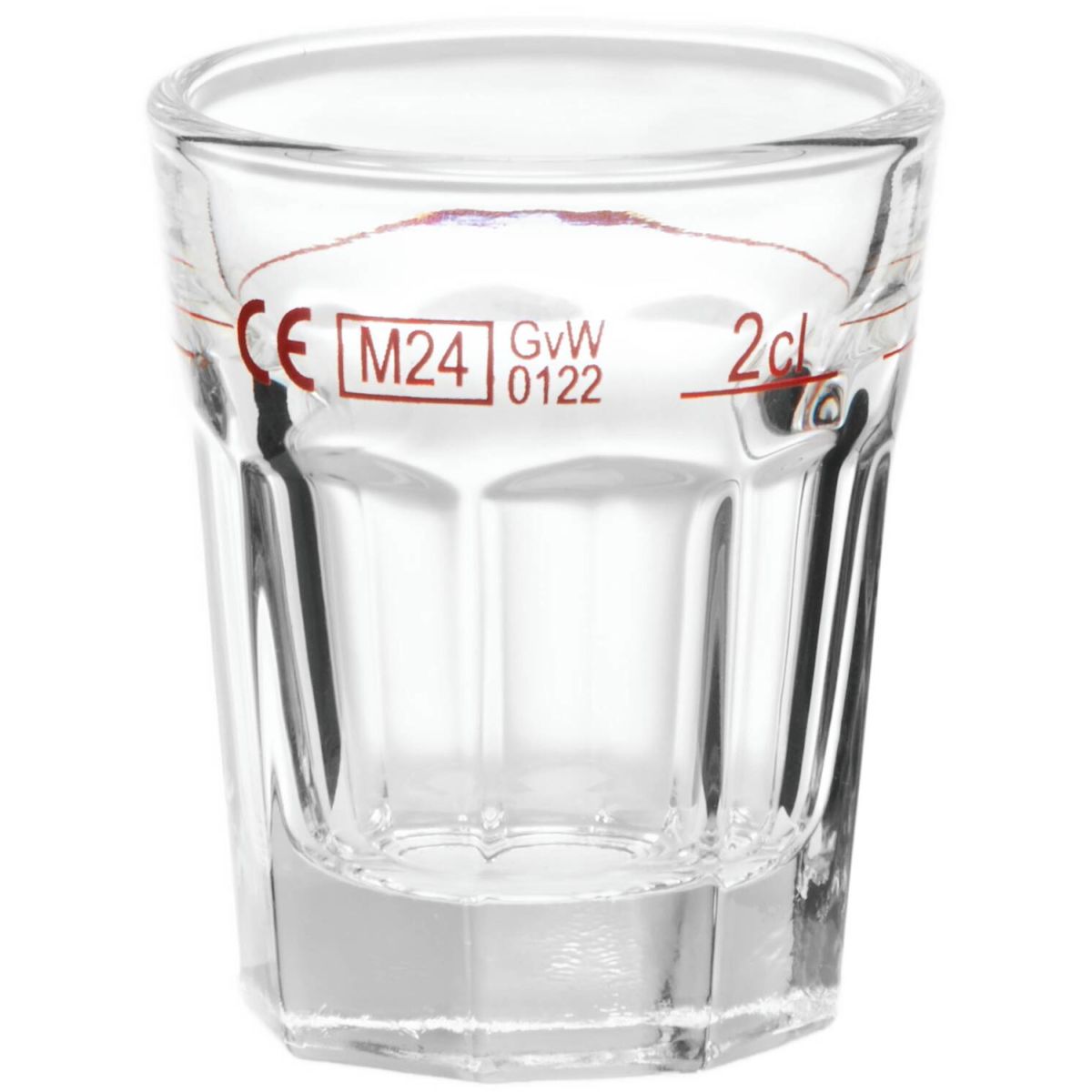 van Well Stamper Lahnstein Rotring 2 cl, geeicht, van Well 20 ml, 4.5x5.5 cm (ØxH); transparent; achteckig; 2 cl Eichstrich, 24 Stück / Pack