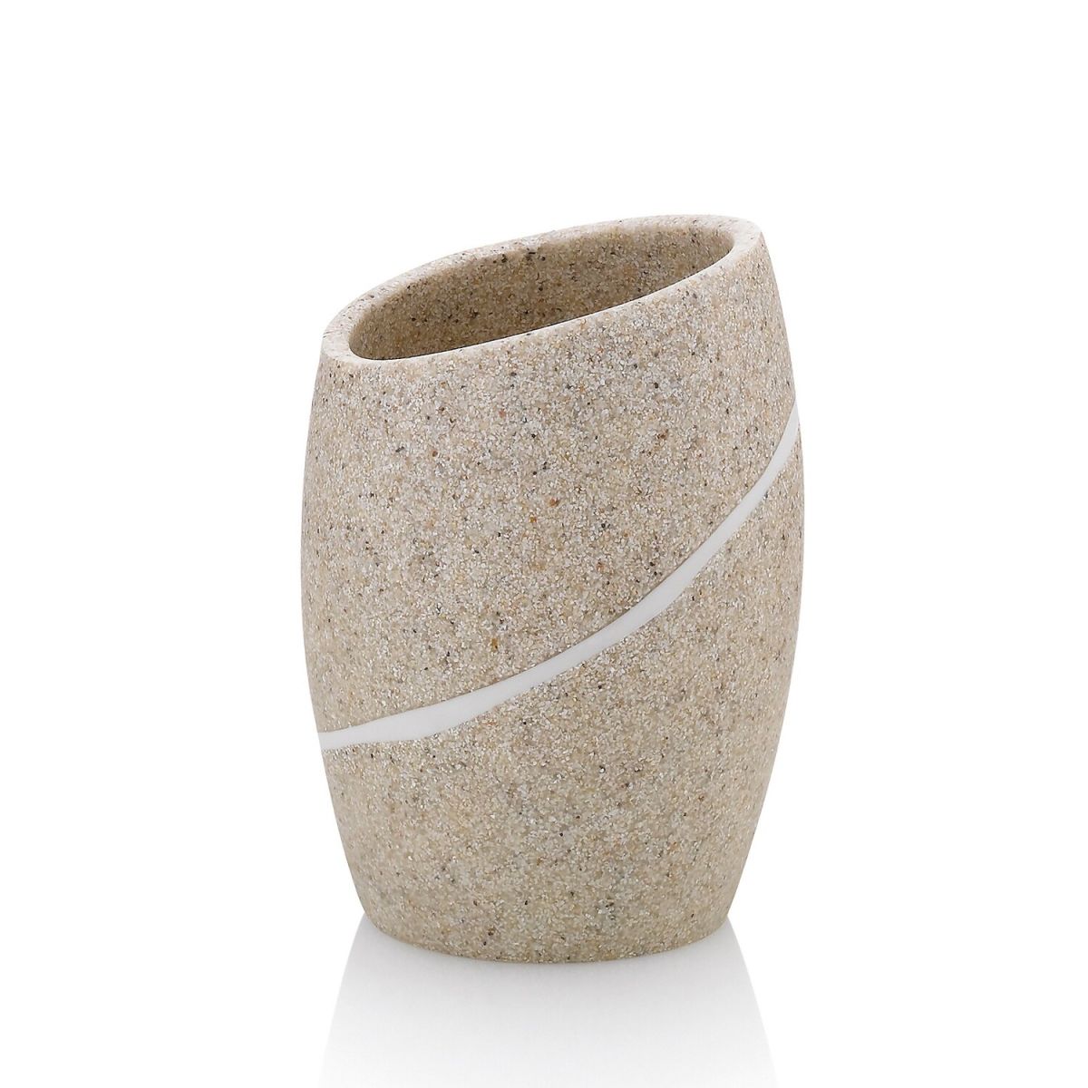 Portaspazzolino Talus in poliresina kela; 8x11 cm (ØxH); beige