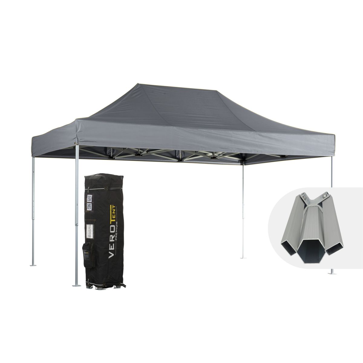 VeroTENT VeroTENT Faltpavillon 3x4,5m Budget50 mit Dach 300x450x330 cm (LxBxH); grau