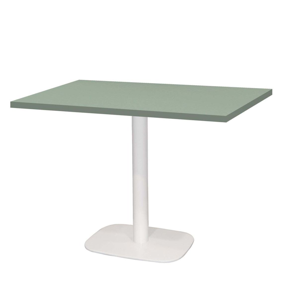 Tavolo Round rettangolare base bianco - laminato tinta unita RestooTab; 120x70x75 cm (LxLxH); verde chiaro; rettangolare