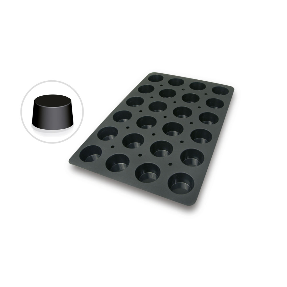 Stampo in silicone per muffin Schneider; 122 ml, 60x40x6.9x3.9 cm (LxLxØxH); nero