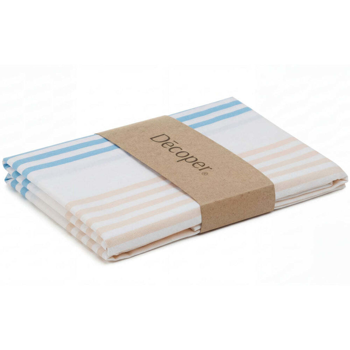Decoper Renforcé Bettwäsche Set; 135x200 cm (BxL), 80x80 cm (LxB); blau/weiß/braun