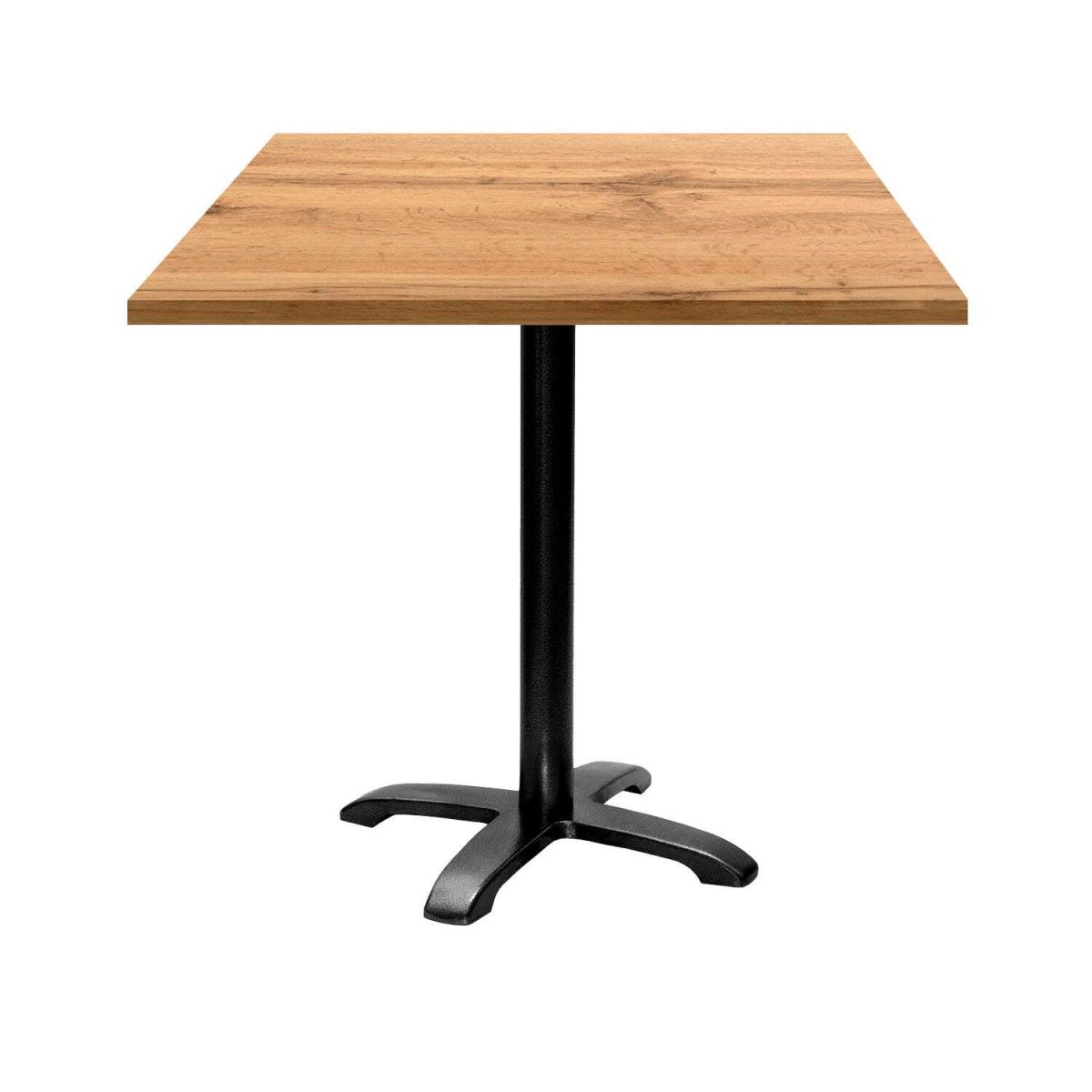 RestooTab Tisch Bazila quadratisch - Dekor Holz 70x70x75 cm (LxBxH); Platte eiche, Gestell schwarz; quadratisch