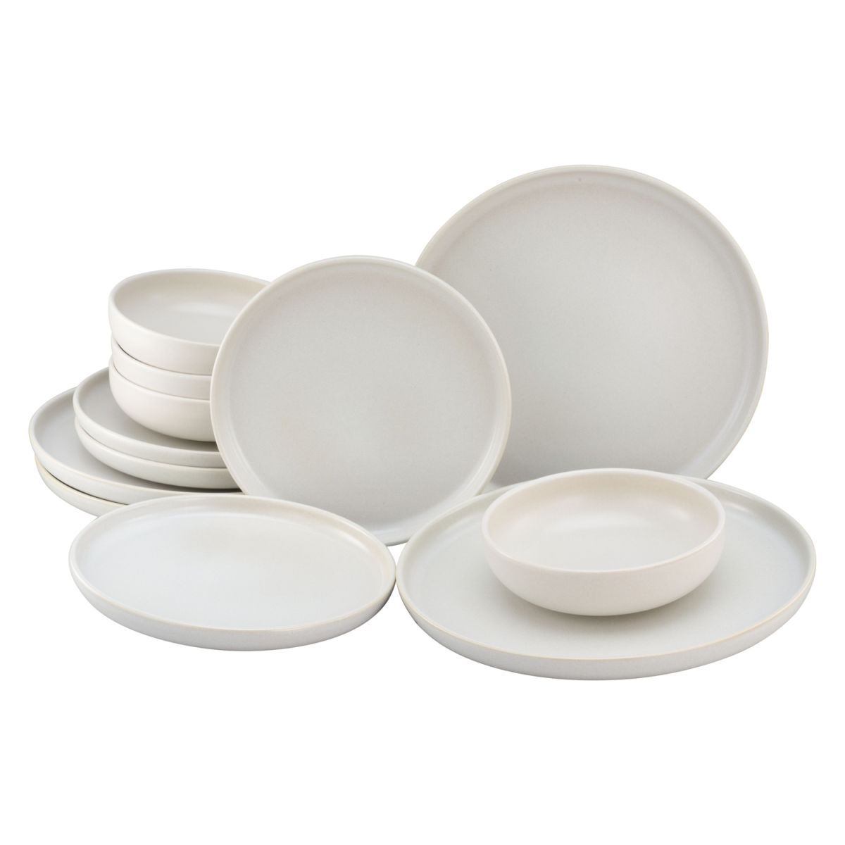 CreaTable Uno Offwhite - Tellerset 12-tlg weiß