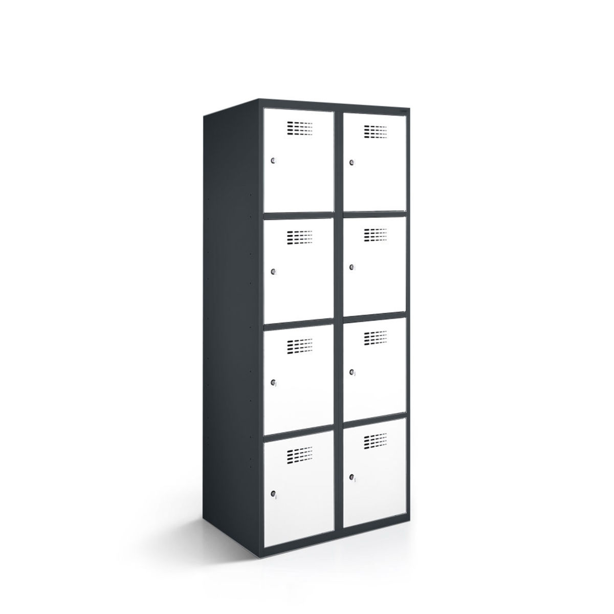 rotstahl Fächerschrank 8 Fächer mit anthrazitgrauem Korpus 80x50x180 cm (BxTxH); weiß