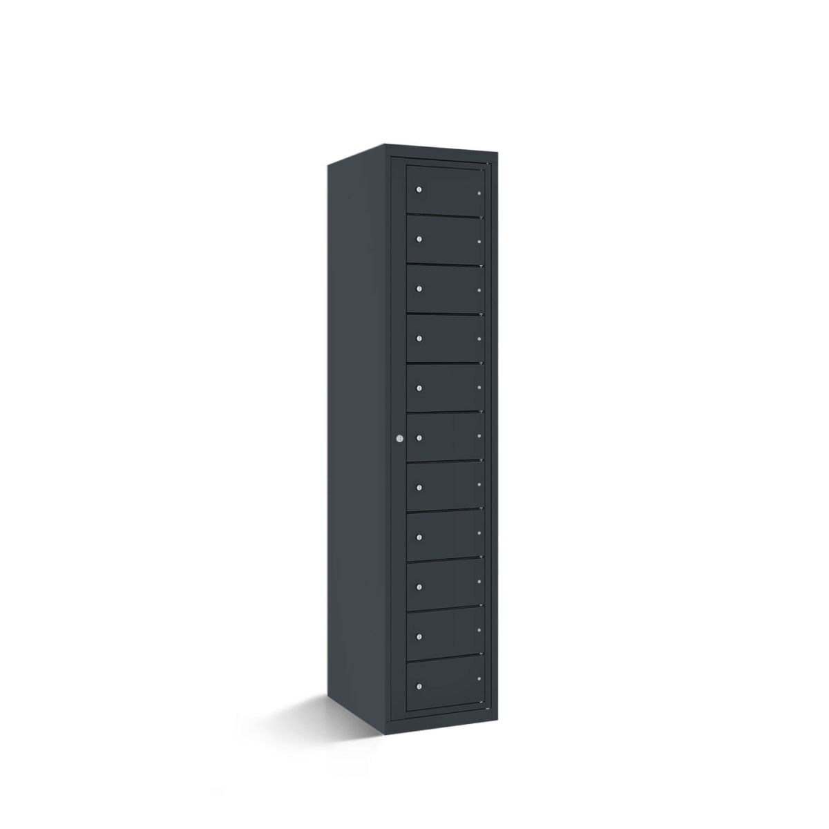 rotstahl Fächerschrank mit Zentraltür 11 Fächer mit anthrazitgrauem Korpus 40x50x180 cm (BxTxH); anthrazit