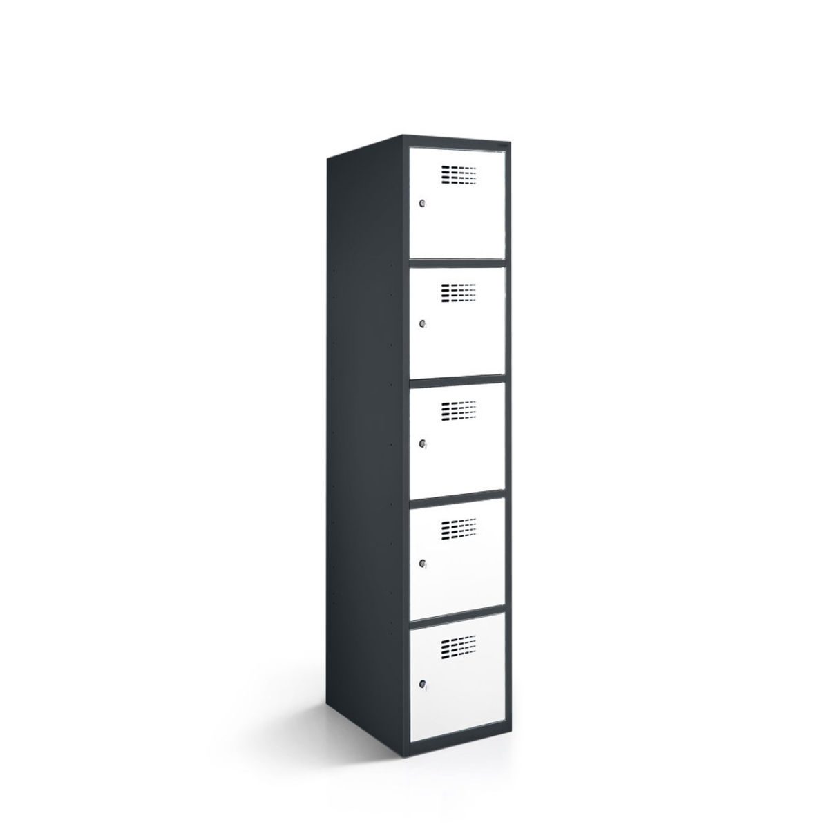 rotstahl Fächerschrank 5 Fächer mit anthrazitgrauem Korpus 30x50x180 cm (BxTxH); weiß