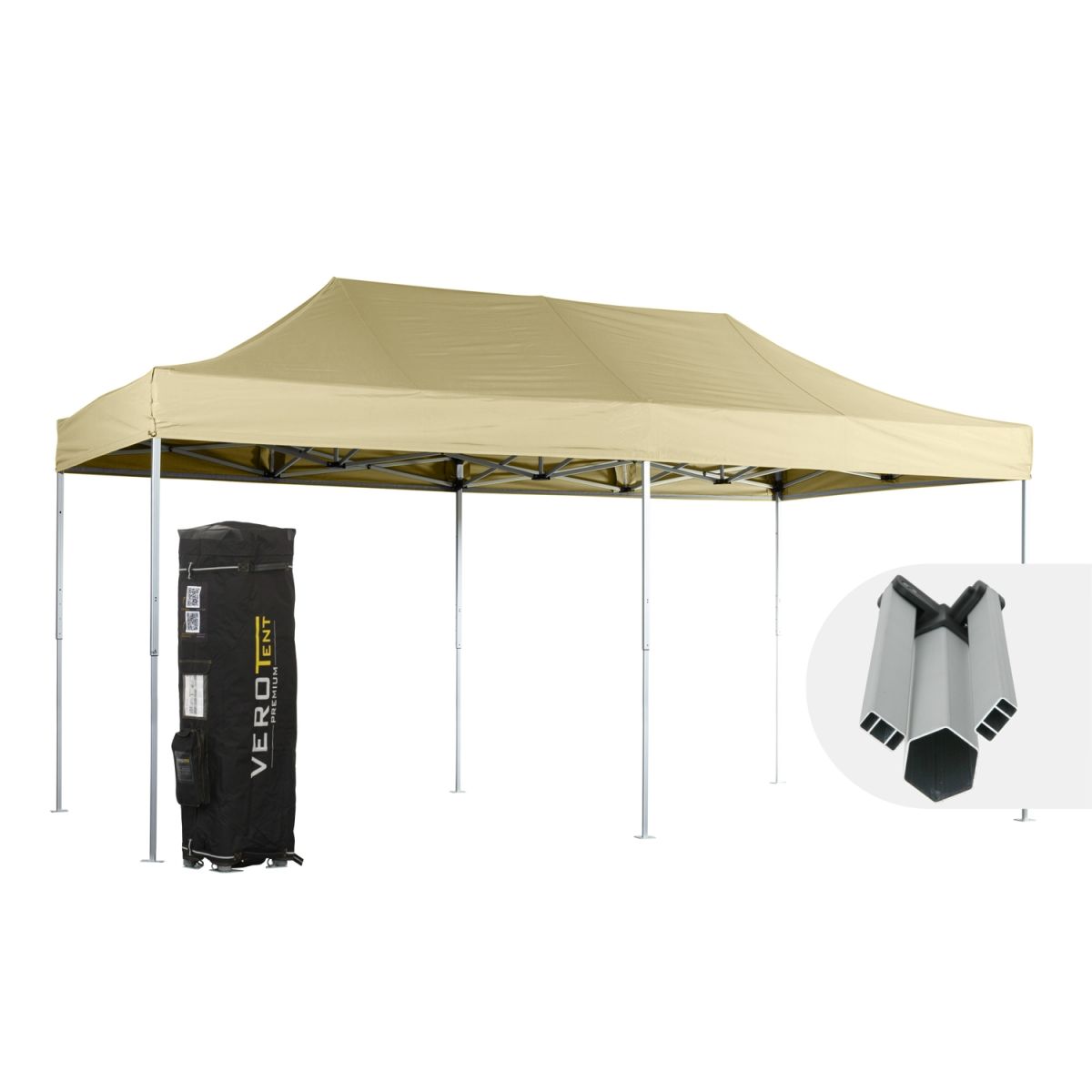 VeroTENT VeroTENT Faltpavillon 3x6m Starter mit Dach 300x600x330 cm (LxBxH); beige