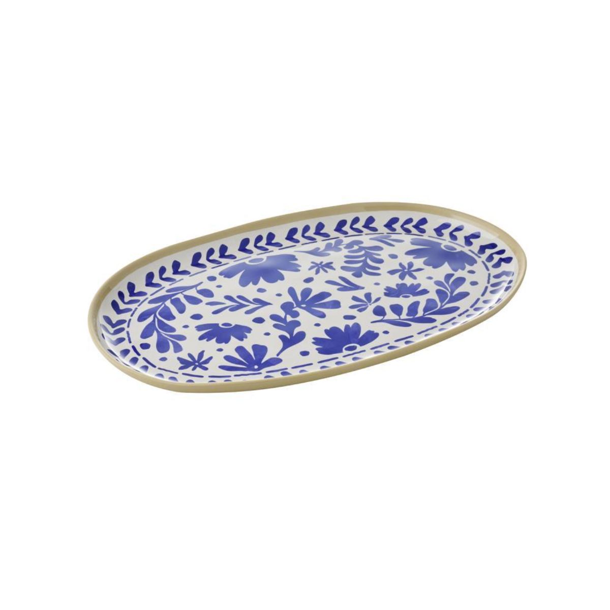APS GN Tablett -FLORYN-; 40.5x24.5x2 cm (LxBxH); weiß/beige/blau; oval