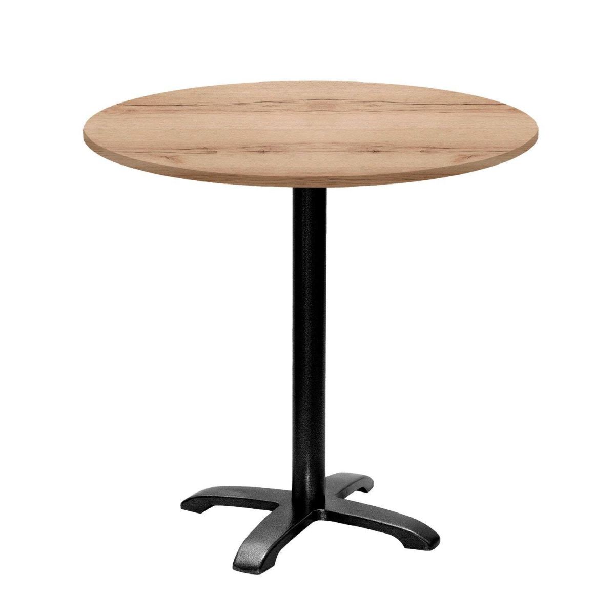 RestooTab Tisch Bazila rund - Dekor Holz 74x80 cm (HxØ); Platte eiche/natur, Gestell schwarz; rund