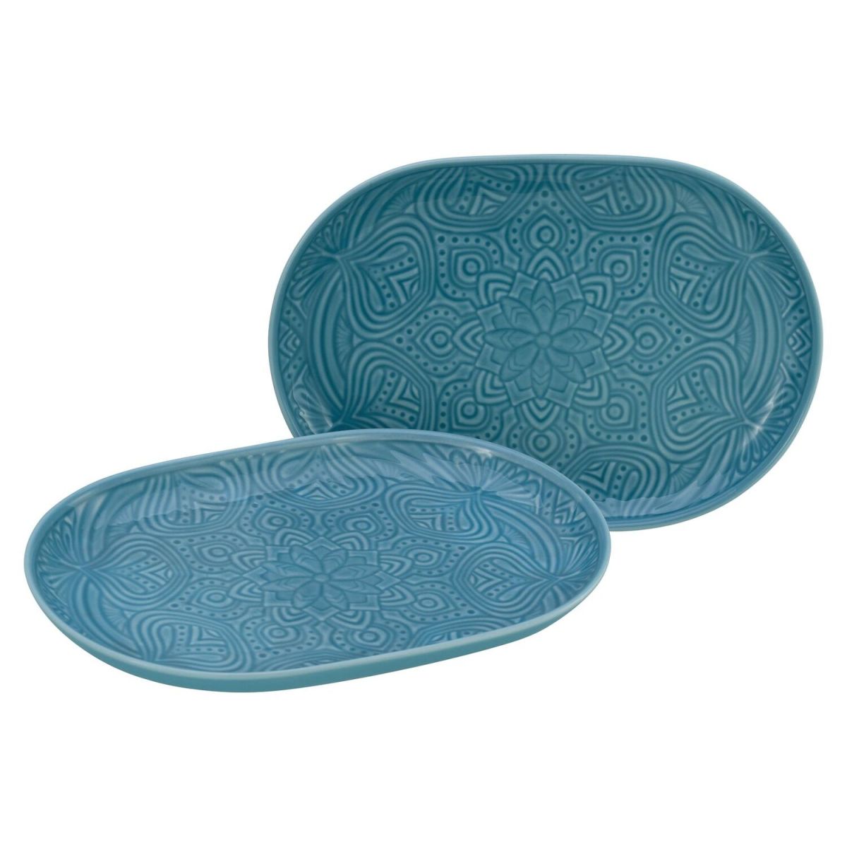 CreaTable Orient Mandala Aquamarine - Plattenset 2-tlg 28x19.5x2.5 cm (LxBxH); blau; oval; 2 Stück / Pack