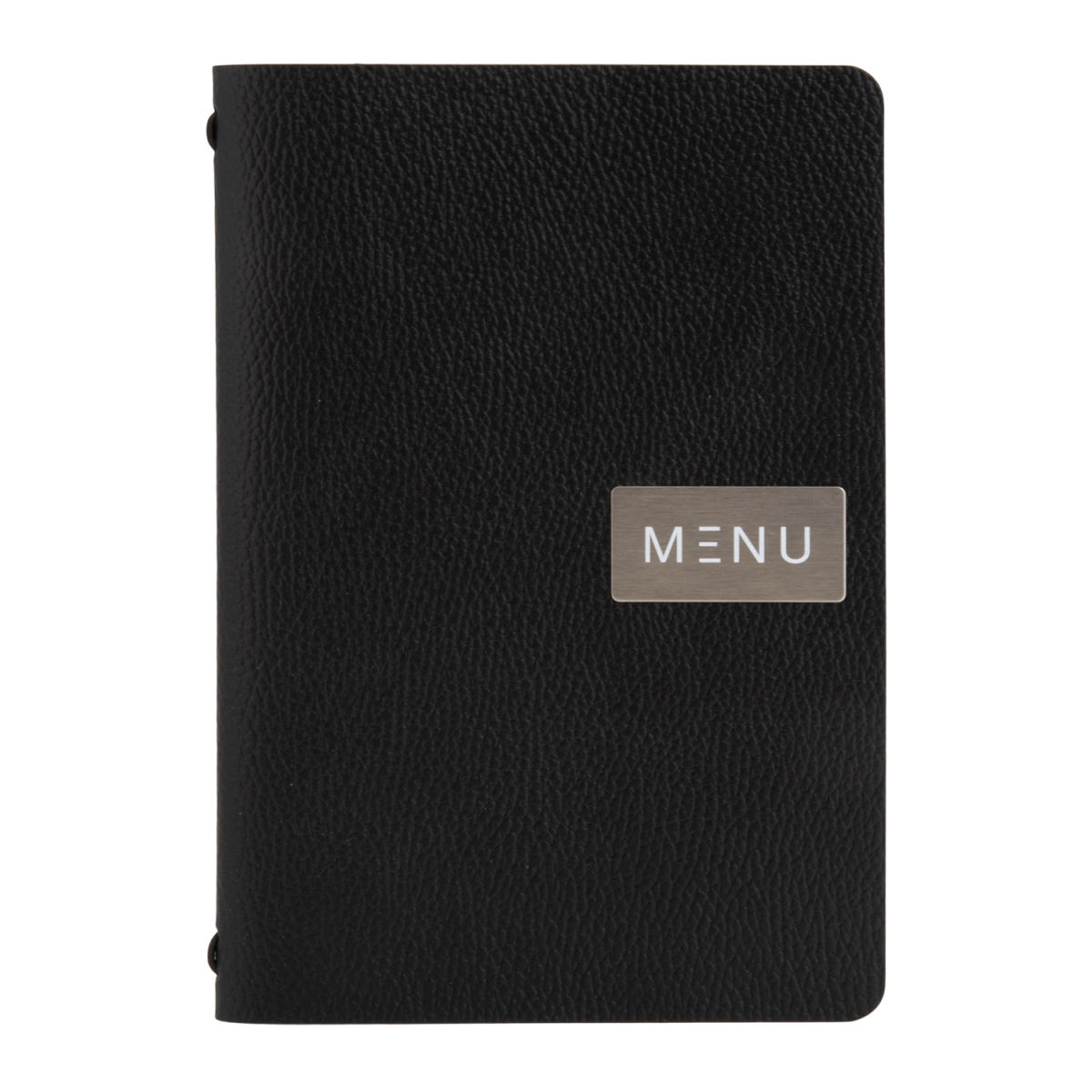 Carta A5 Leather - Nero - Linea Raw - 100% pelle ecologica - Placca Menu + placca neutra incluse - 4 facciate Securit; 17x25 cm (LxH); nero