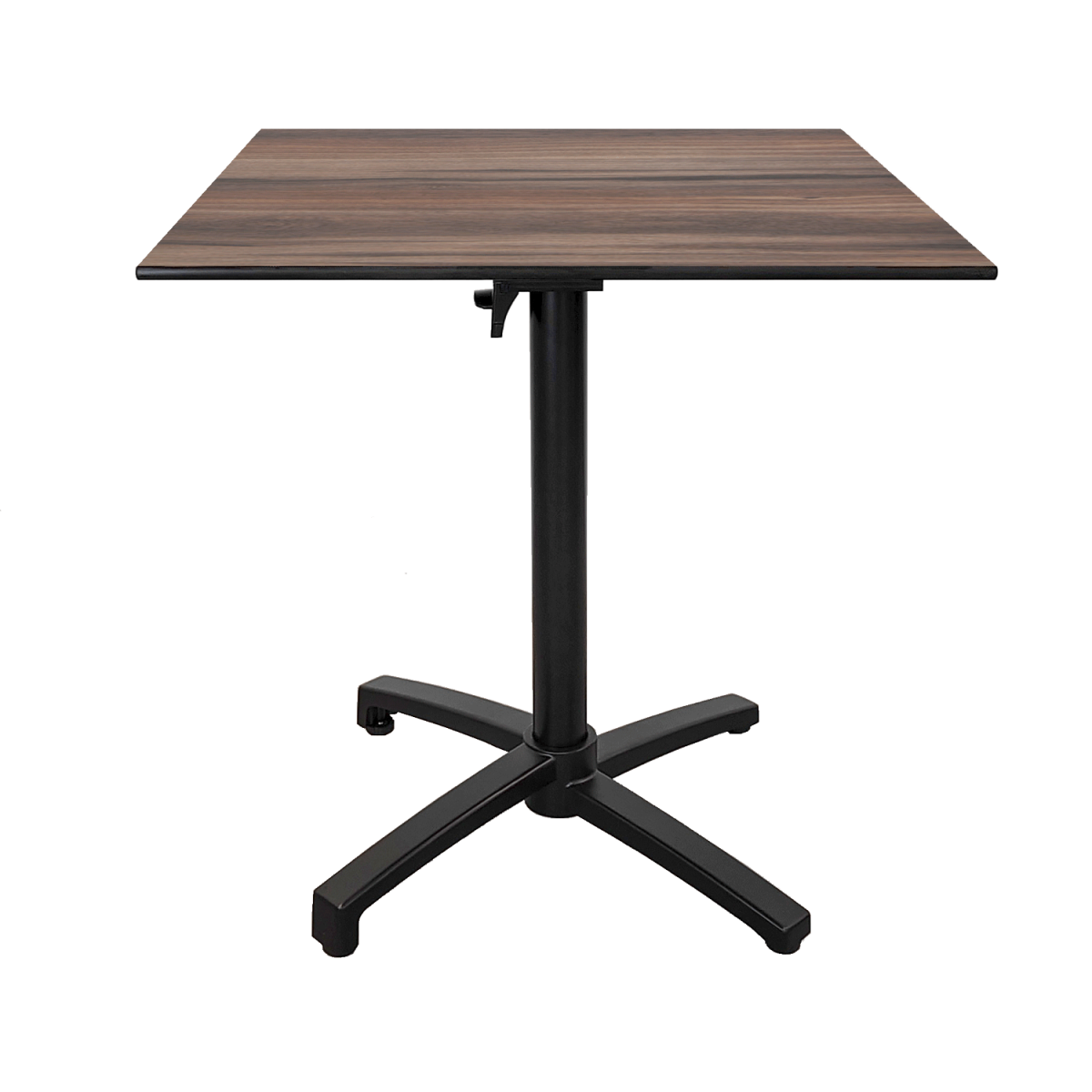 RestooTab Outdoor Klapptisch Diabolo 70x70x73 cm (LxBxH); Platte eiche geräuchert, Gestell schwarz; quadratisch