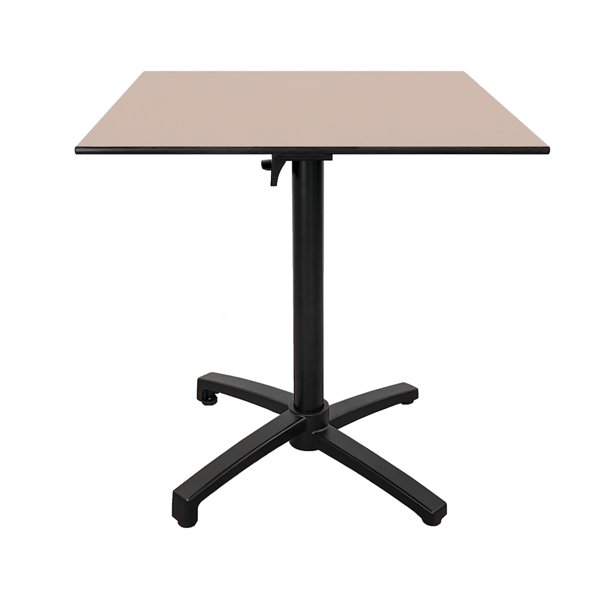 RestooTab Outdoor Klapptisch Diabolo 70x70x73 cm (LxBxH); Platte beige, Gestell schwarz; quadratisch