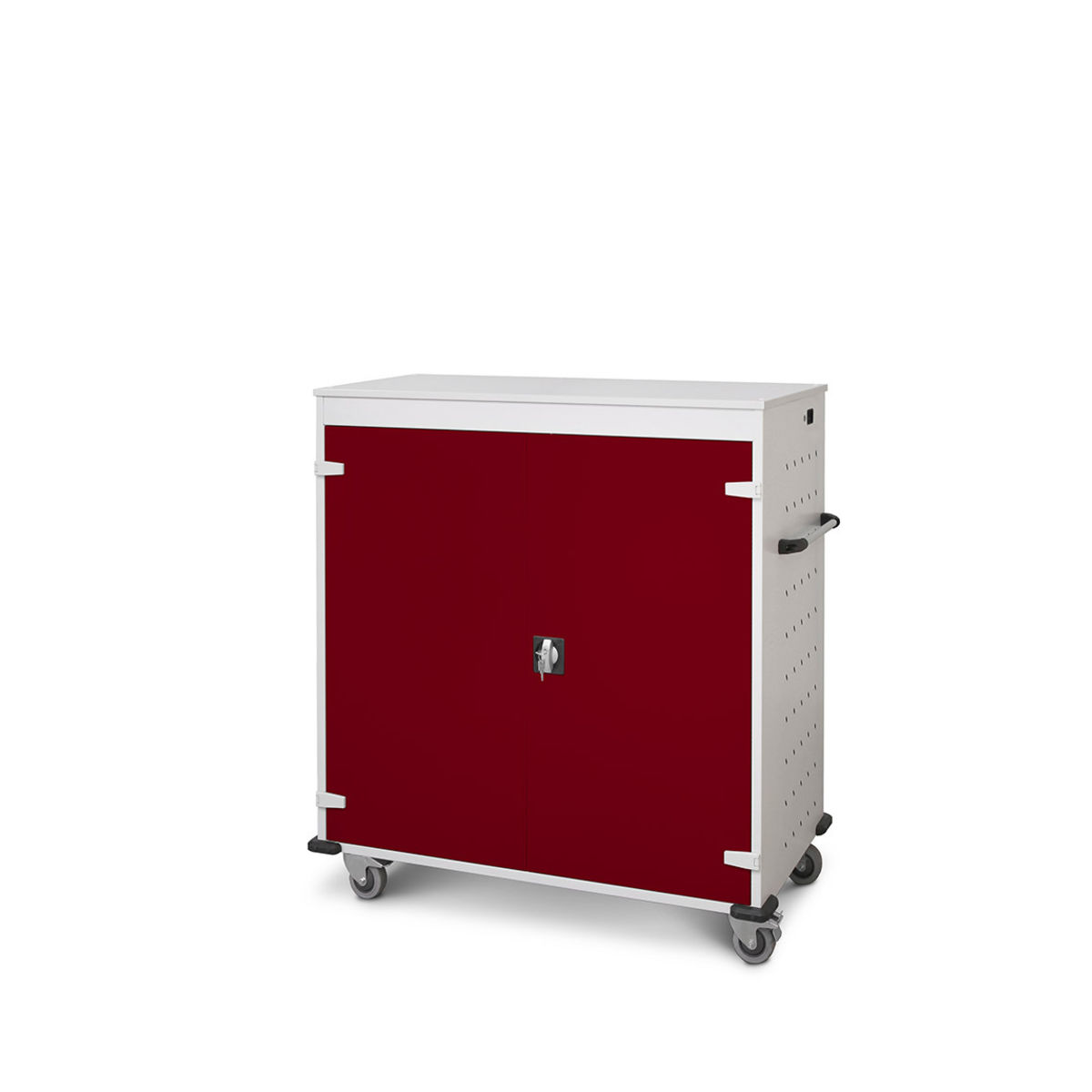 rotstahl Laptopwagen 30 Fächer mit lichtgrauem Korpus 92x131 cm (BxH); bordeaux