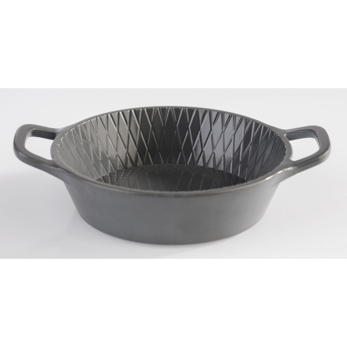 APS Schale MINI, Melamin, Struktur, mit Griffen 70 ml, 8.5x11.5x8.5x2.5 cm (LxBxØxH); grau; rund; 60 Stück / Pack
