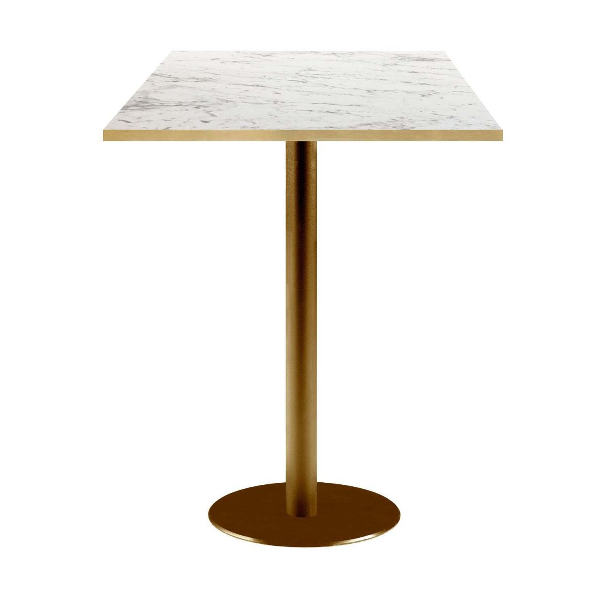 RestooTab Stehtisch Rome quadratisch Gestell goldmetallic - Kanten messing 60x60x113 cm (LxBxH); Platte weiß/marmoriert/messing, Gestell messing; quadratisch