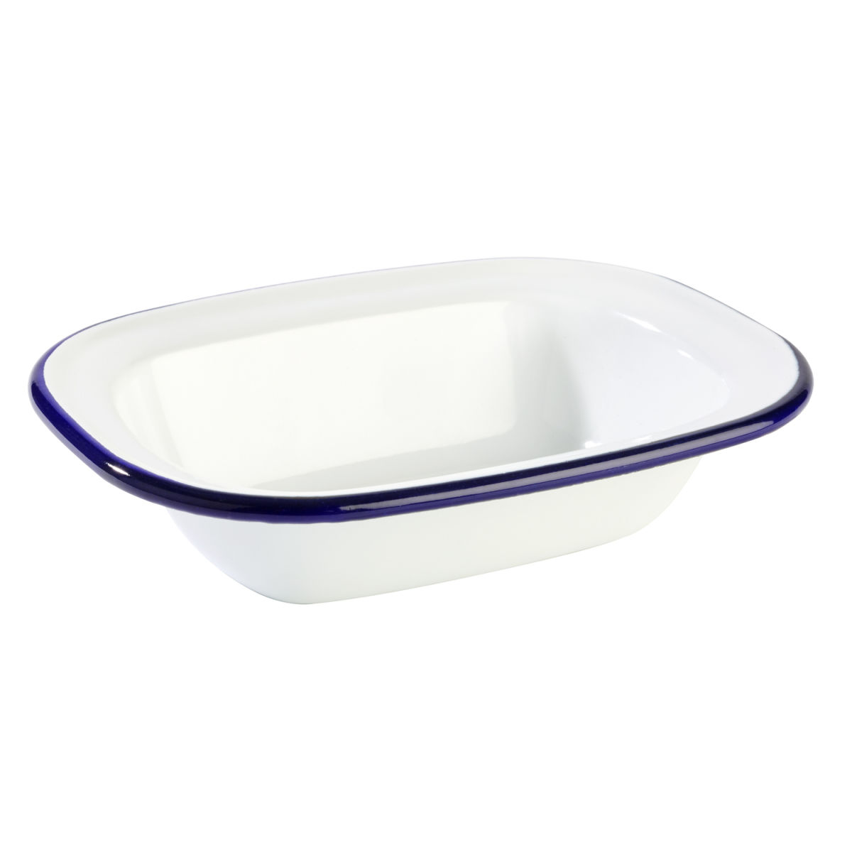 APS Schale ENAMELWARE, emailliertes Stahlblech 200 ml, 16x12x3.5 cm (LxBxH); blau/weiß; rechteckig