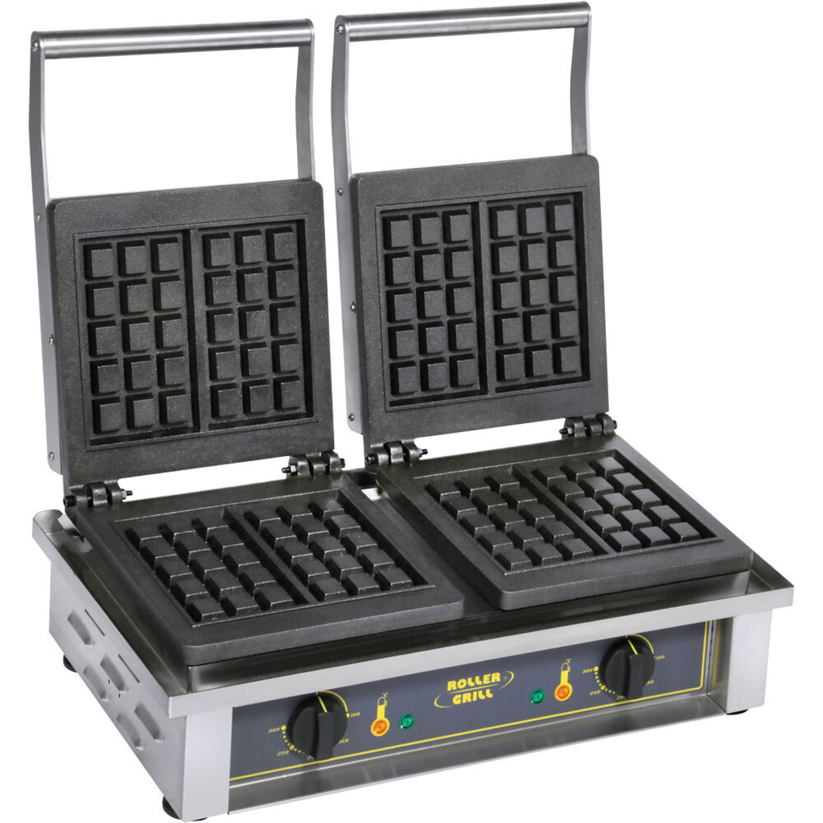 ROLLER GRILL Doppia piastra per waffle, stampo per waffle di Bruxelles, 550x440x230 mm (LxPxH), 2x 1,6 kW Roller Grill; 20000 ml, 55x44x23 cm (LxPxH); argento