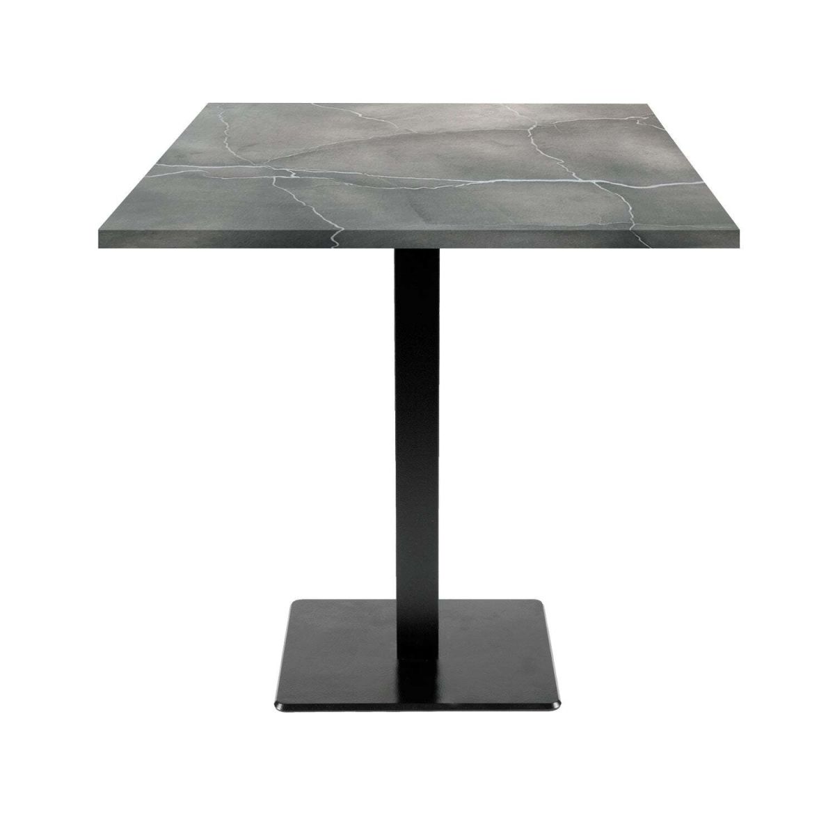 RestooTab Tisch Milan quadratisch - Dekor Stein & Holz 70x70x75 cm (LxBxH); Platte grau/blau/marmoriert, Gestell schwarz; quadratisch