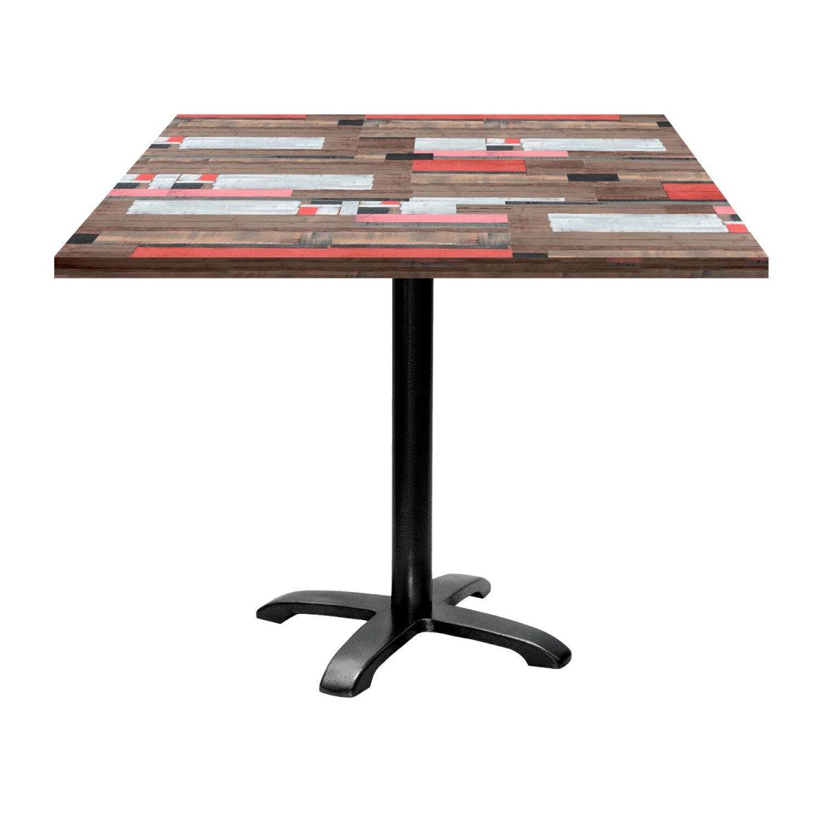 RestooTab Tisch Bazila quadratisch - Dekor Holz 90x90x74 cm (LxBxH); Platte mehrfarbig, Gestell schwarz; quadratisch