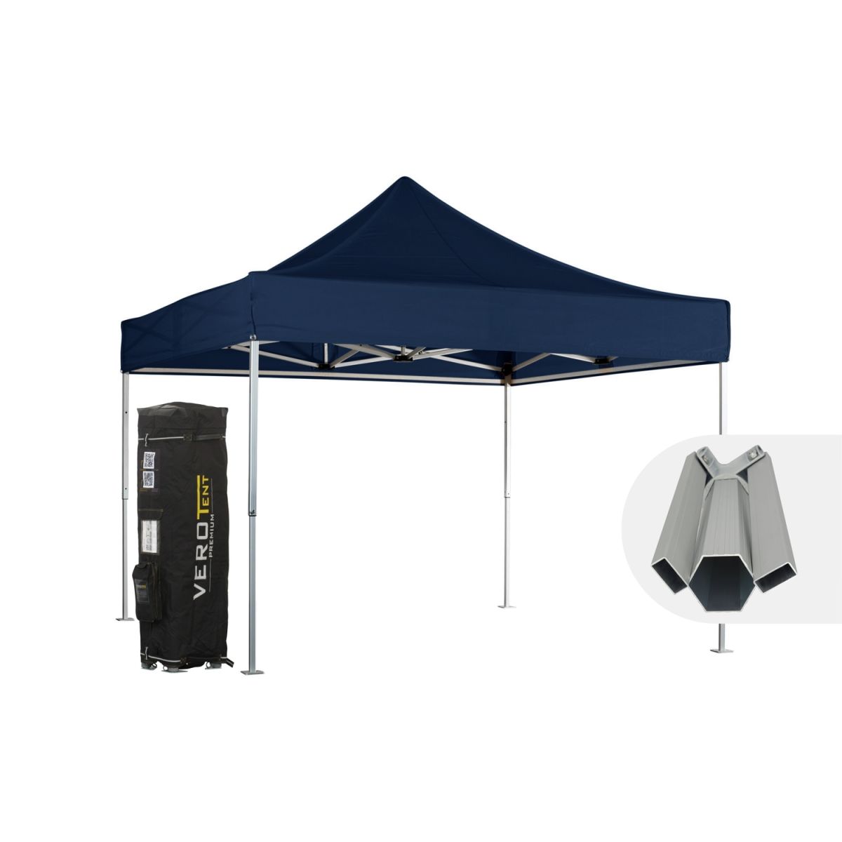 VeroTENT VeroTENT Faltpavillon 4x4m Budget50 mit Dach 400x400x400 cm (LxBxH); navy