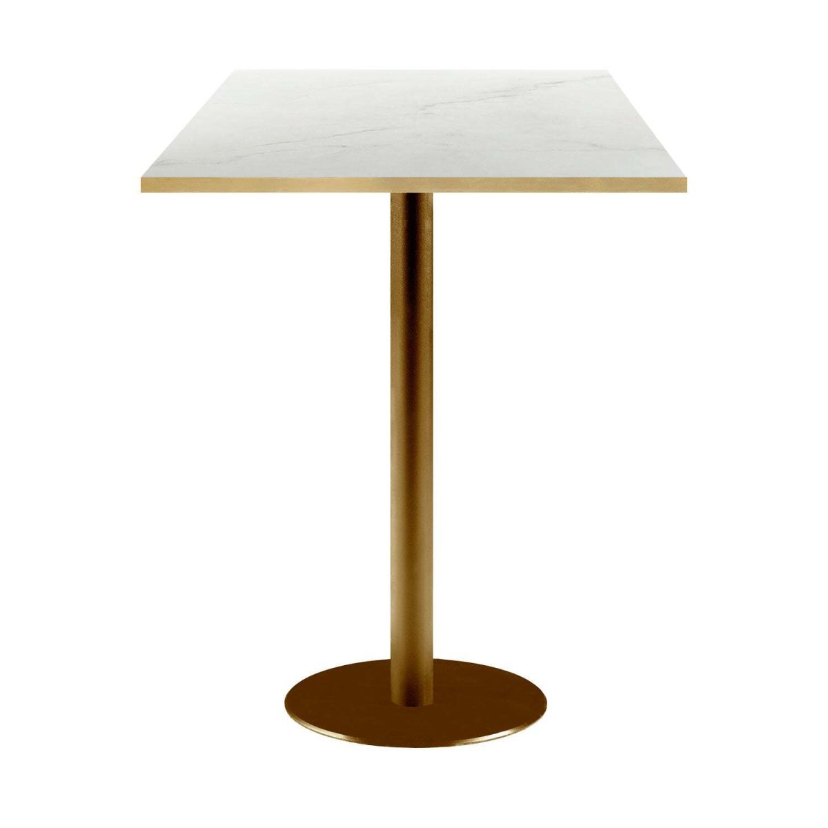 RestooTab Stehtisch Rome quadratisch Gestell goldmetallic - Kanten messing 60x60x113 cm (LxBxH); Platte weiß/beige/messing, Gestell messing; quadratisch