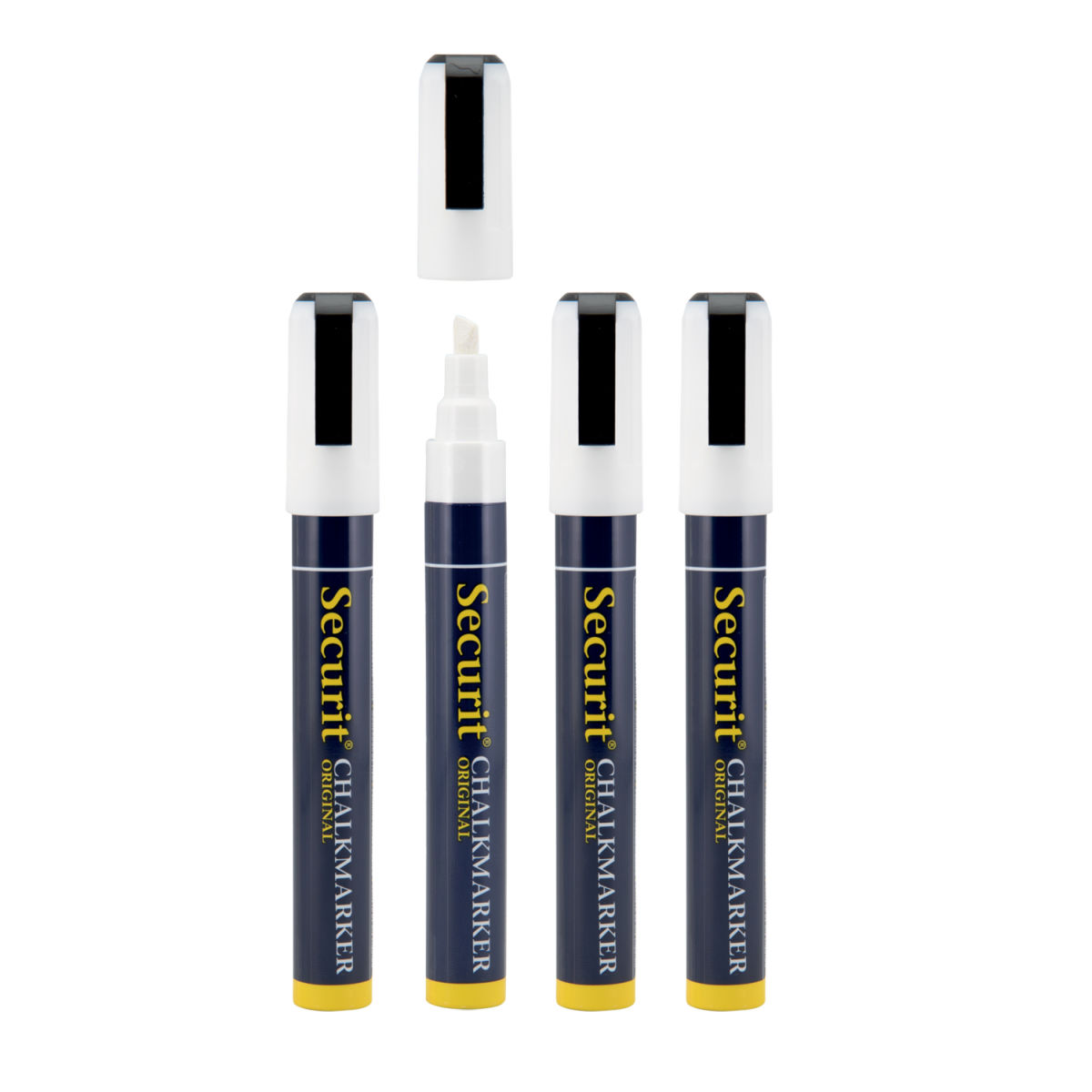 Set di 4 pennarelli gesso liquido Punta obliqua 2-6 mm Securit; 2 cm (L), lunghezza carattere 20 mm; bianco