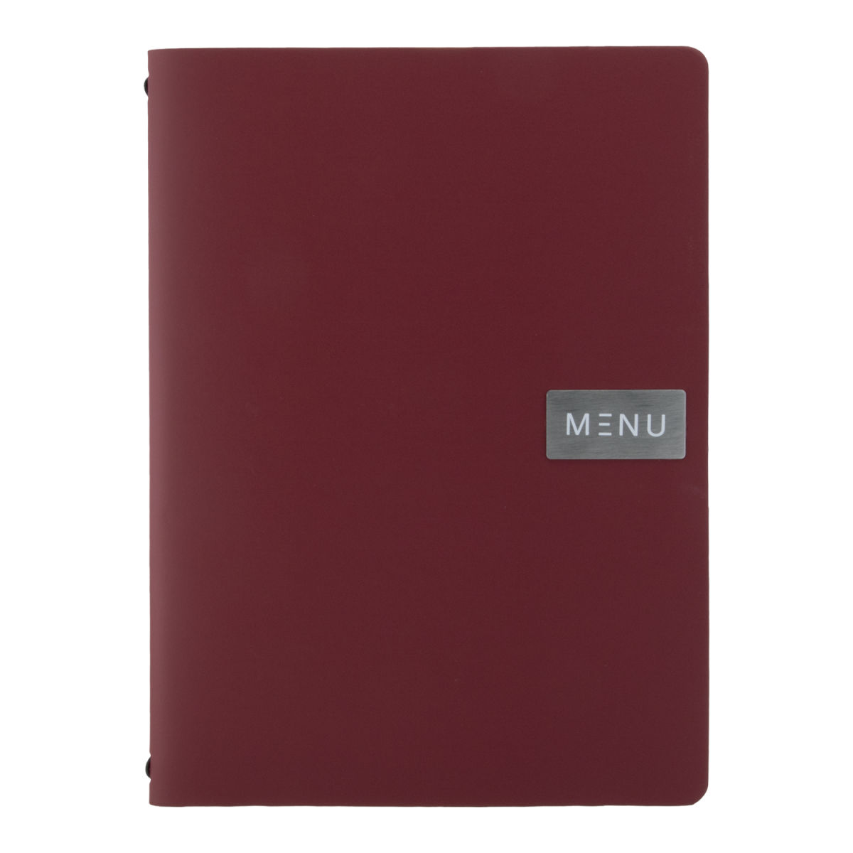 Copertina Menu A4 Leather - Nero - Linea Royal - 100% pelle ecologica - Targhetta Menu + targhetta neutra incluse - 4 pagine Securit; 24x33.5 cm (LxH); rosso