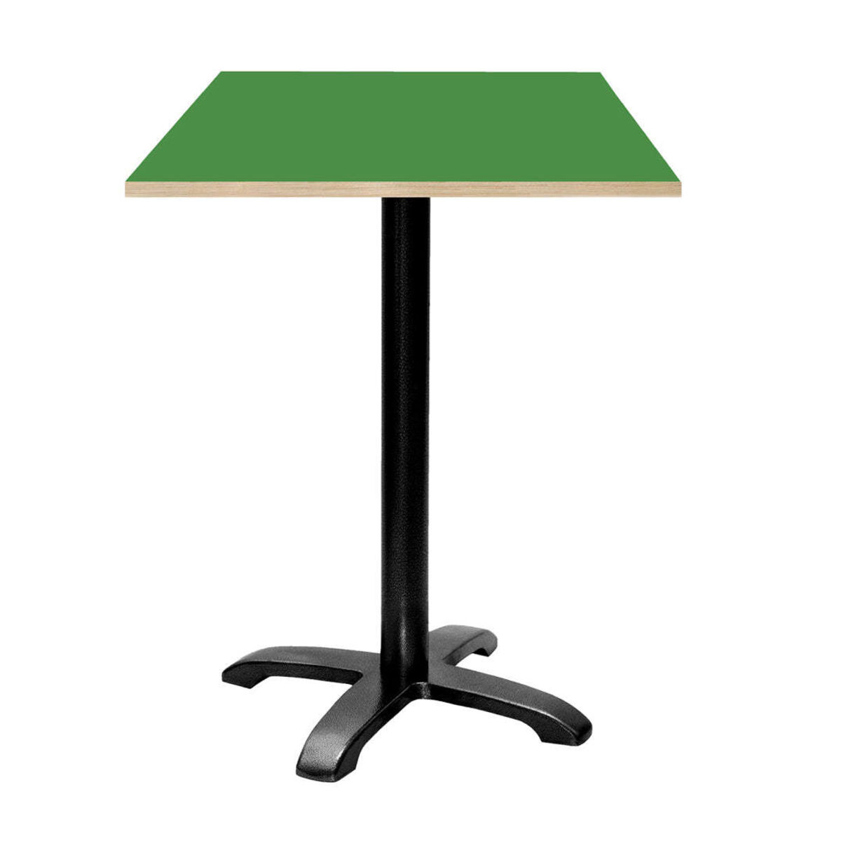 RestooTab Stehtisch Bazila quadratisch - Dekor Holz & Uni 60x60x112 cm (LxBxH); Platte grün, Gestell schwarz; quadratisch