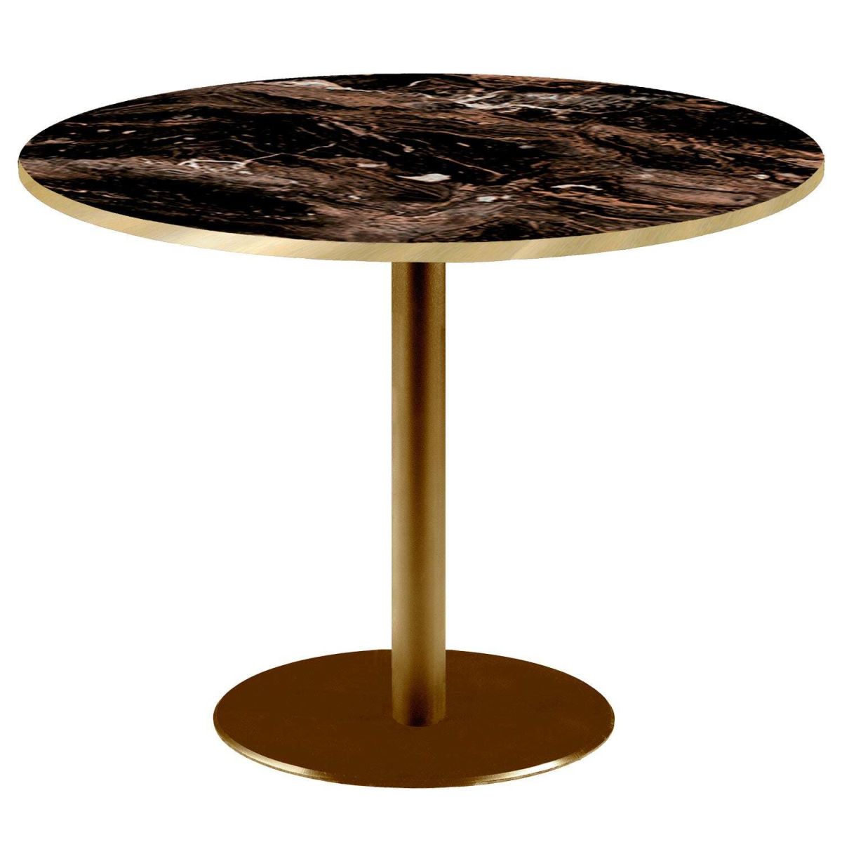 RestooTab Tisch Rome XL rund Gestell goldmetallic - Kanten messingfarben 75x120 cm (HxØ); Platte schwarz/café/messing, Gestell messing; rund