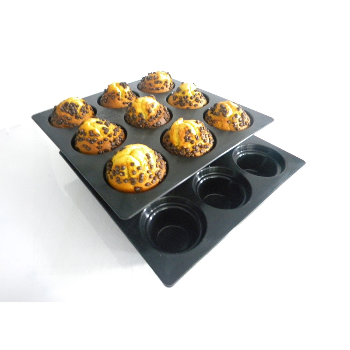 Muffinform – 9 Muffins schwarz; quadratisch; 5 Stück / Pack