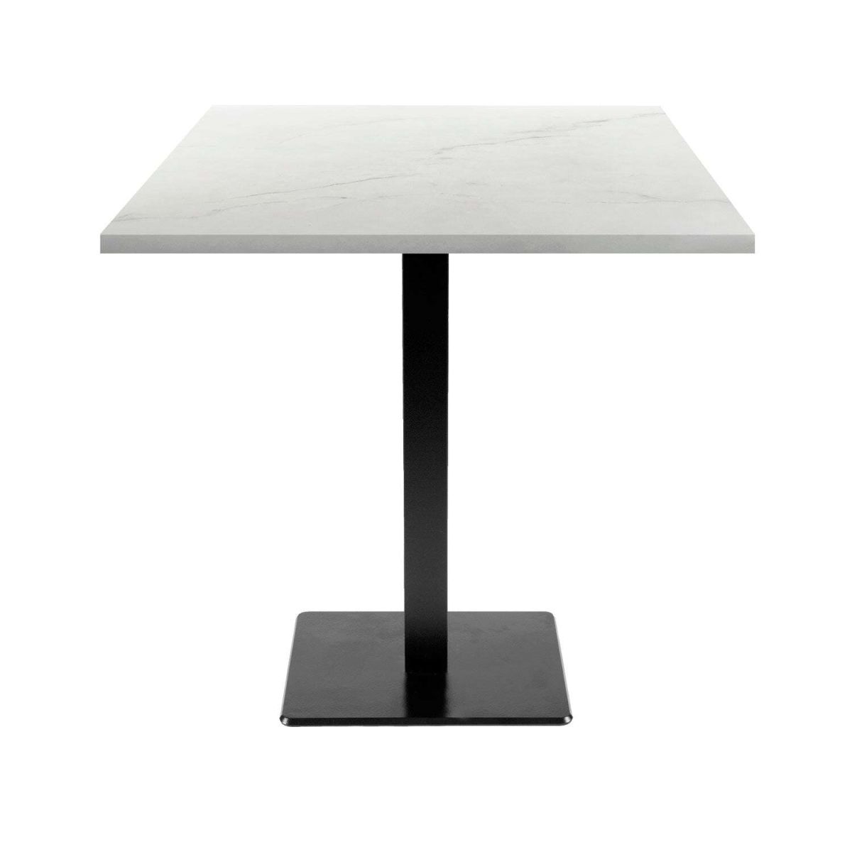 RestooTab Tisch Milan quadratisch - Dekor Stein & Holz 70x70x75 cm (LxBxH); Platte weiß/beige/marmoriert, Gestell schwarz; quadratisch