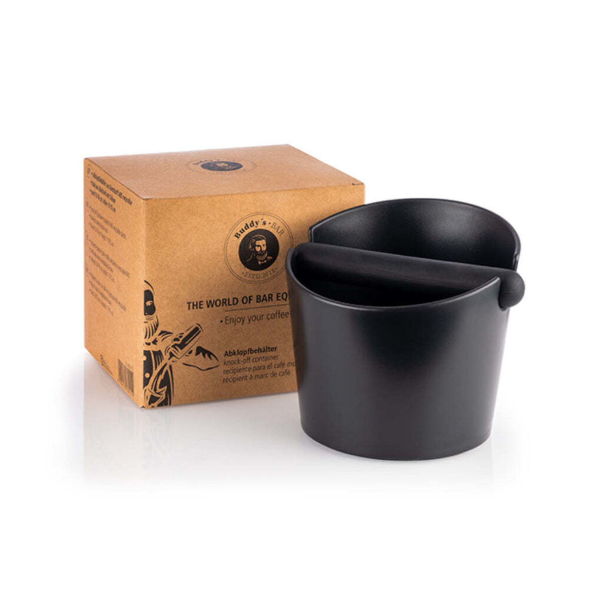 Buddy’s Bar Abklopfbehälter für Kaffeesatz; 12x12x12.5 cm (LxBxH); schwarz