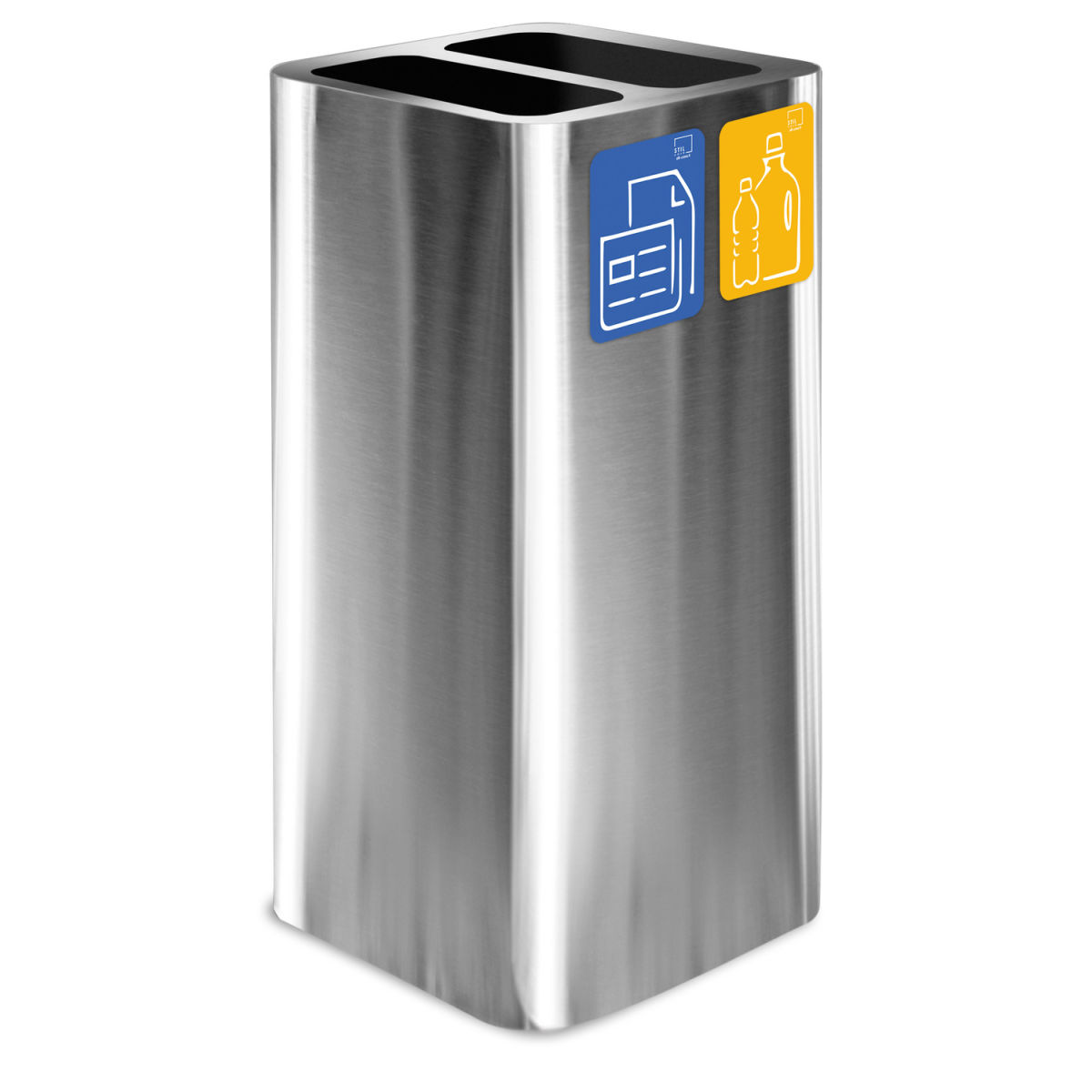 STIL CASA Stil Casa PURE Abfallsammelbehälter, Edelstahl, 38x38xh. 80 cm, Deckel mit zwei Fächern, Magnetpiktogramm-Kit, 100 Liter, satiniert. 100 l, 38.3x38.3x82.5 cm (LxBxH); silber; rechteckig