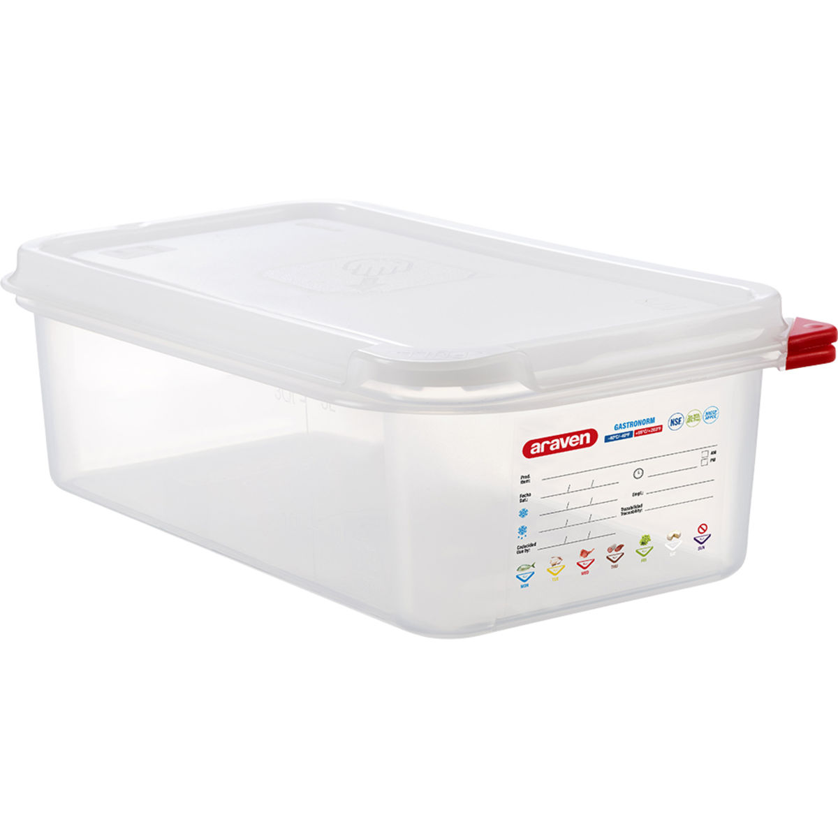Araven Gastronormbehälter mit Deckel, Polypropylen, GN 1/3 GN 1/3, 4 l, 32.5x17.6x10 cm (LxBxT); transparent