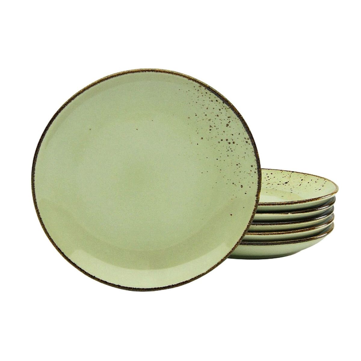 Collezione Natura - Piatto da dessert 6 pezzi CreaTable; 21x3 cm (ØxH); verde; rotonda; 6 pz. / Pacco