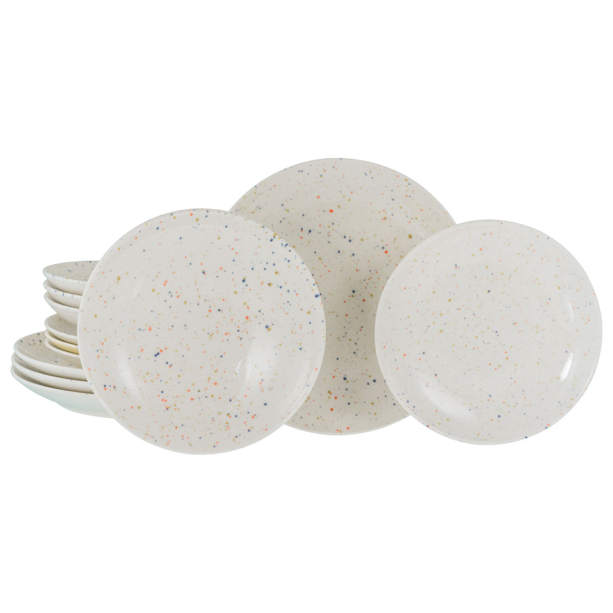 CreaTable Confetti Bunt - Tellerset 12-tlg weiß