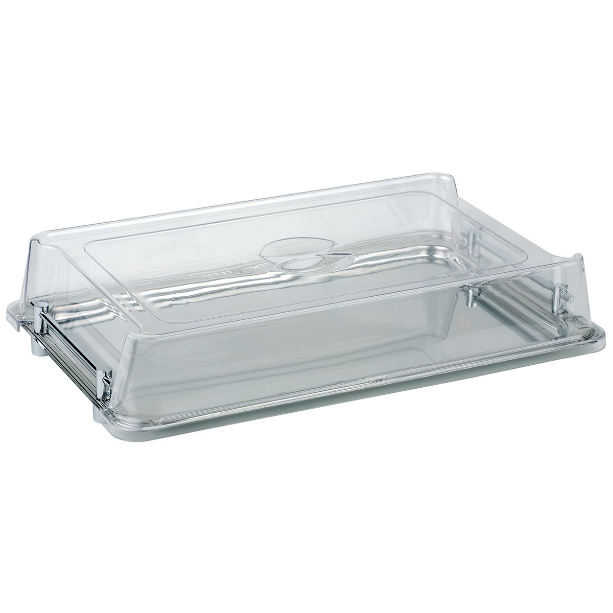 APS GN 1/1 Abdeckhaube HOCHSTAPLER, Kunststoff GN 1/1, 53.5x33x9 cm (LxBxH); transparent/edelstahl; rechteckig