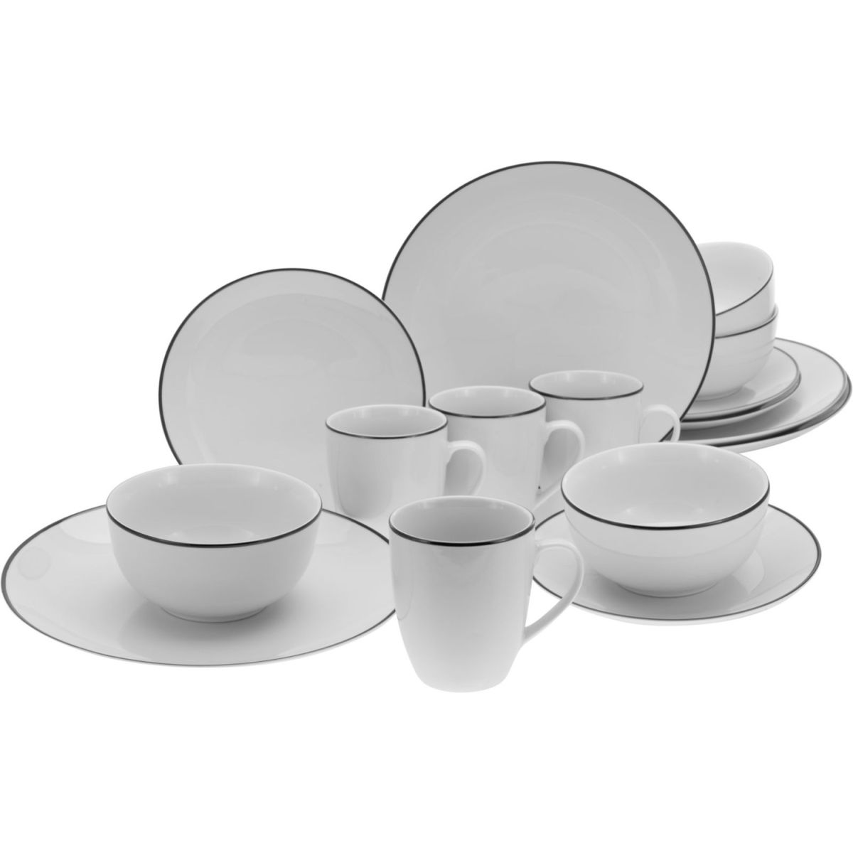 LUNA Black Line - Servizio combinato da 16 pezzi CreaTable; bianco