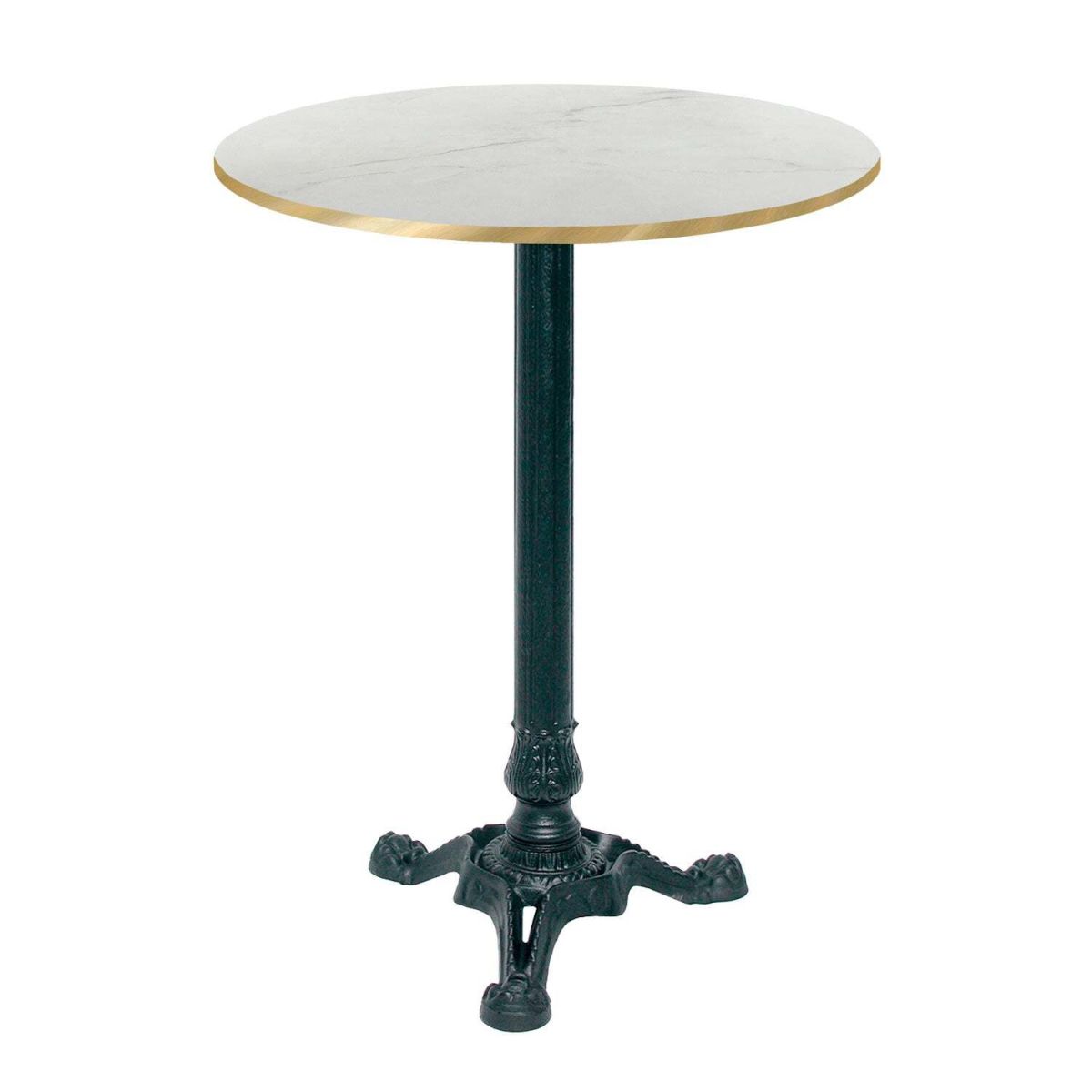 RestooTab Stehtisch Bistrot rund - Kanten messingfarben 60x60x113x60 cm (LxBxHxØ); weiß/beige/messing; Gestell schwarz; rund