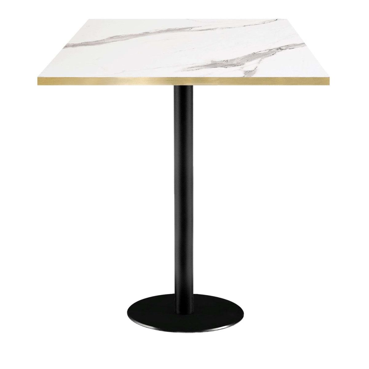 RestooTab Stehtisch Rome quadratisch - Dekor Stein 70x70x113 cm (LxBxH); Platte weiß, Gestell schwarz; quadratisch